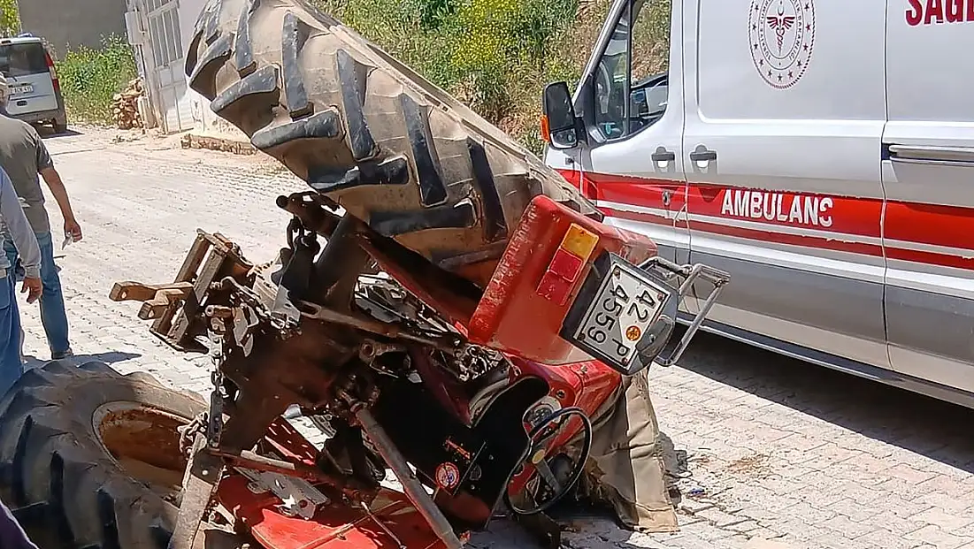 Konya'da yaşanan acı olayda traktörün sürücüsü kurtarılamadı