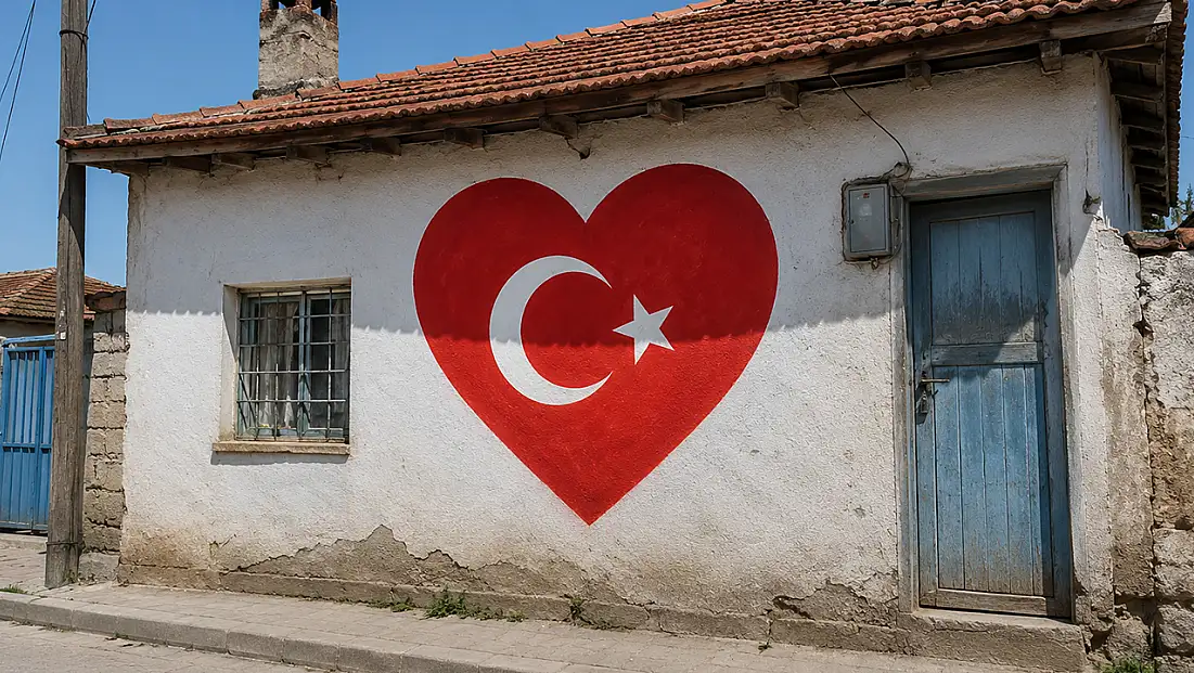 Konya'daki muhtarın ay yıldız sevdası! Her eve çiziyor