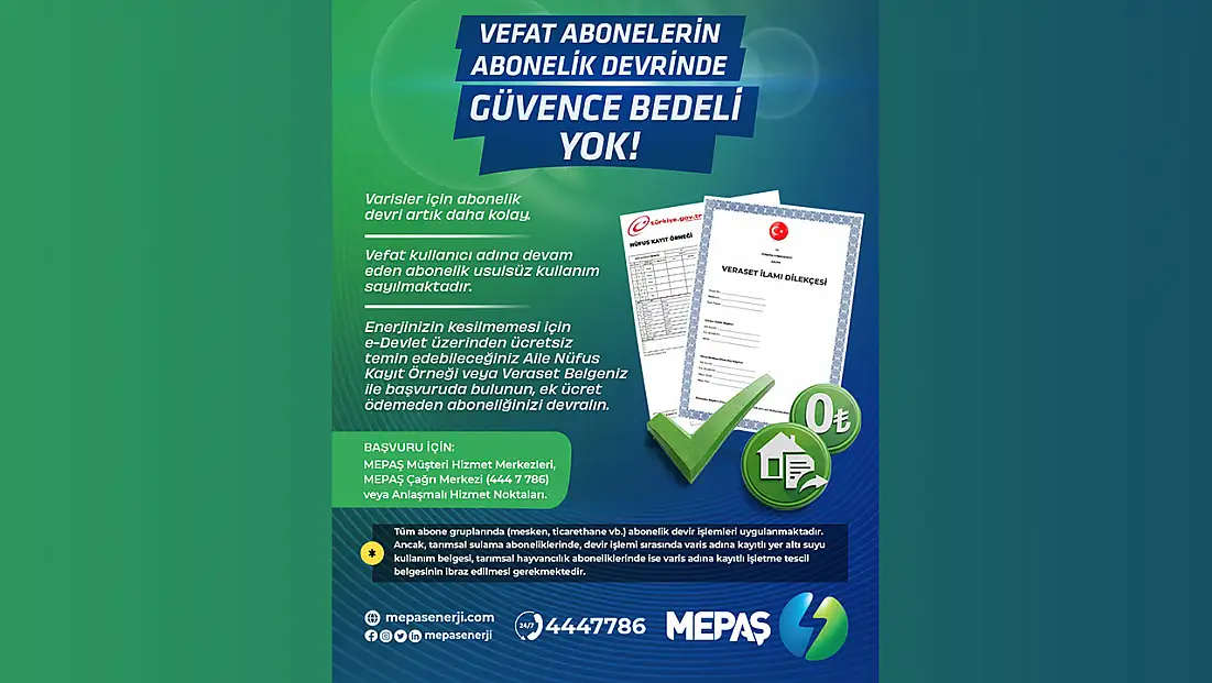 MEPAŞ’tan yeni bir abonelik kolaylığı