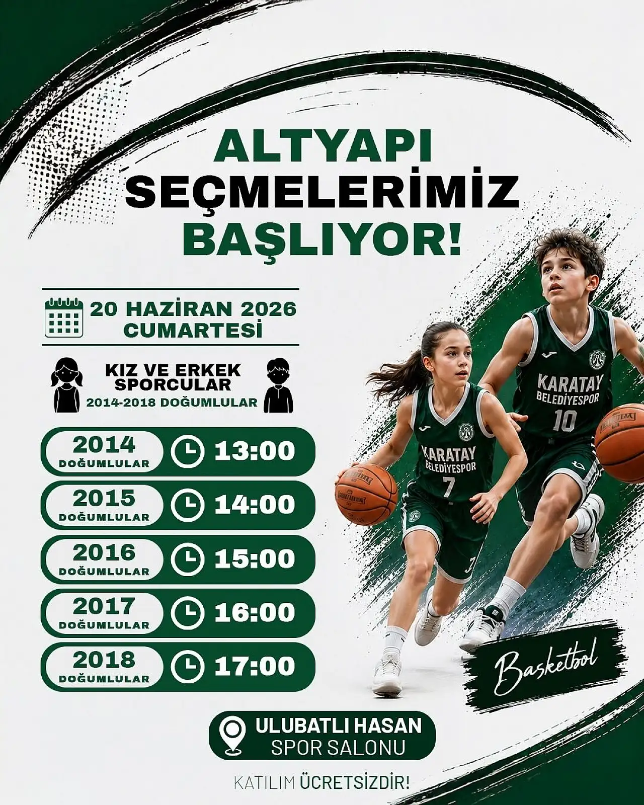 Karatay Belediyespor geleceğin yıldızlarını seçecek
