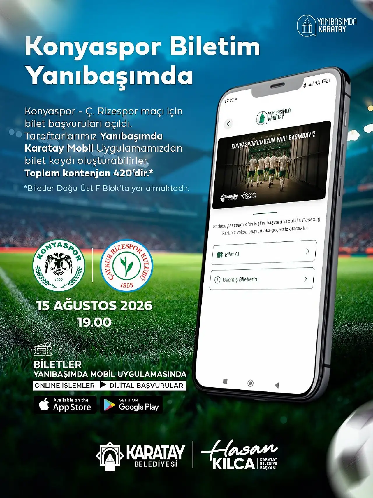 Taraftara müjde Karatay Belediyesinden geldi