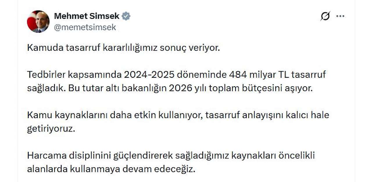 Bakan Şimşek açıkladı! Kamuda tasarrufun boyutu dudak uçuklattı
