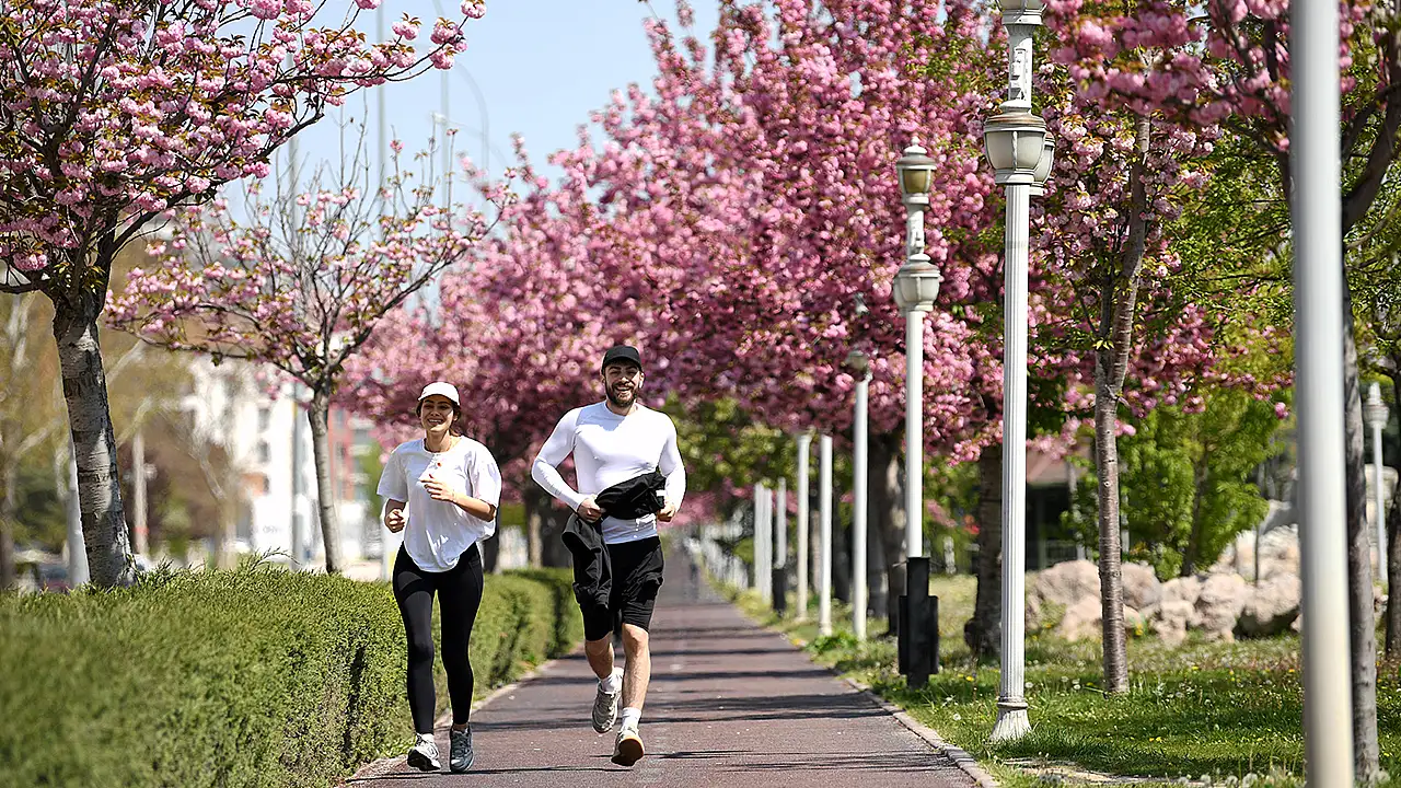 Günlük hayatın koşuşturmasından uzaklaşmak isteyen Konyalılar Japon Parkı ve Sakura Parkı'nı ziyaret ederek ağaçların altında hatıra fotoğrafları çektirdi.