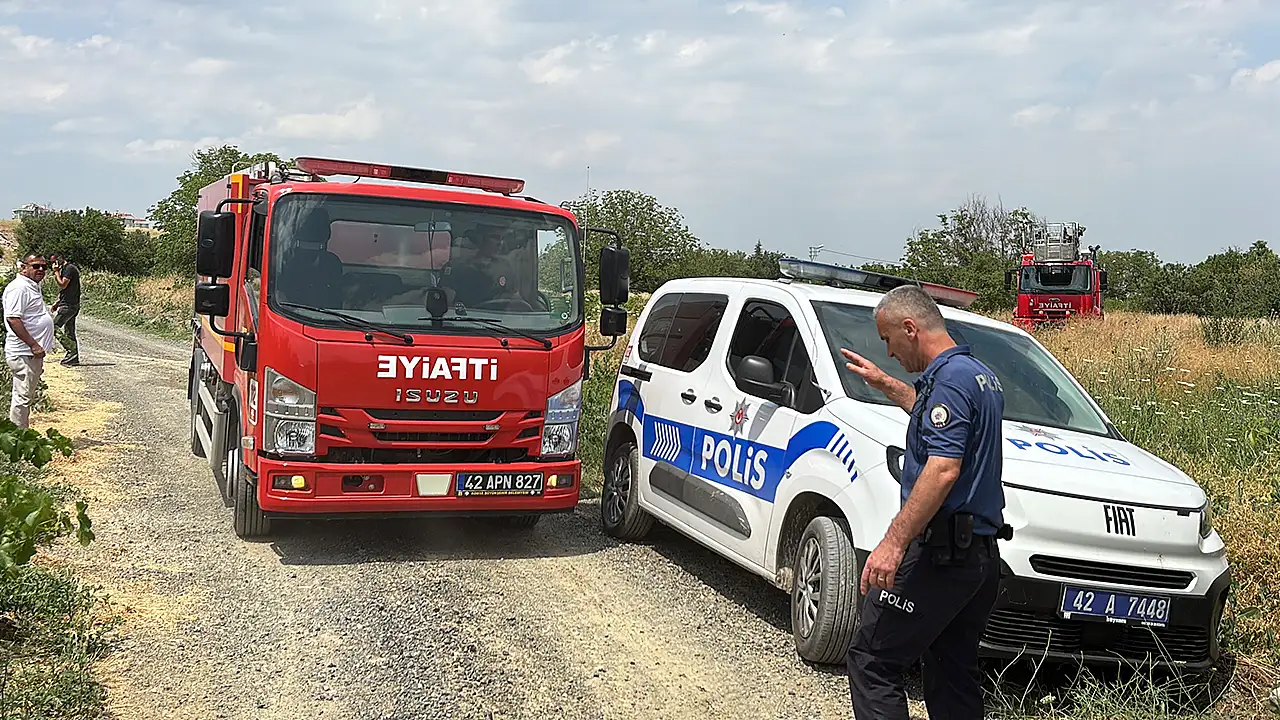 Konya'nın Meram ilçesinde meydana gelen arazini yanınını söndürmek için bölgeye itfaiye ekipleri sevk edildi..