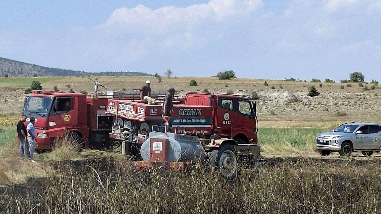 Konya'da alevler ormana sıçramadan söndürüldü