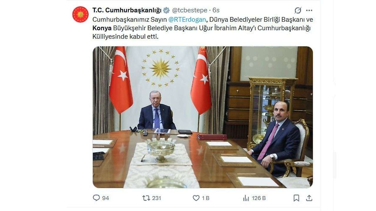 Cumhurbaşkanı Erdoğan, Başkan Altay'ı külliyede kabul etti