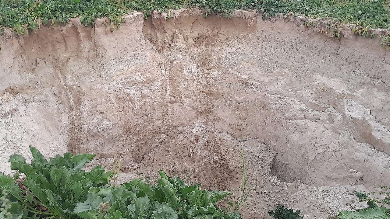 Konya'da pancar tarlası çöktü! 15 metre çapında obruk oluştu