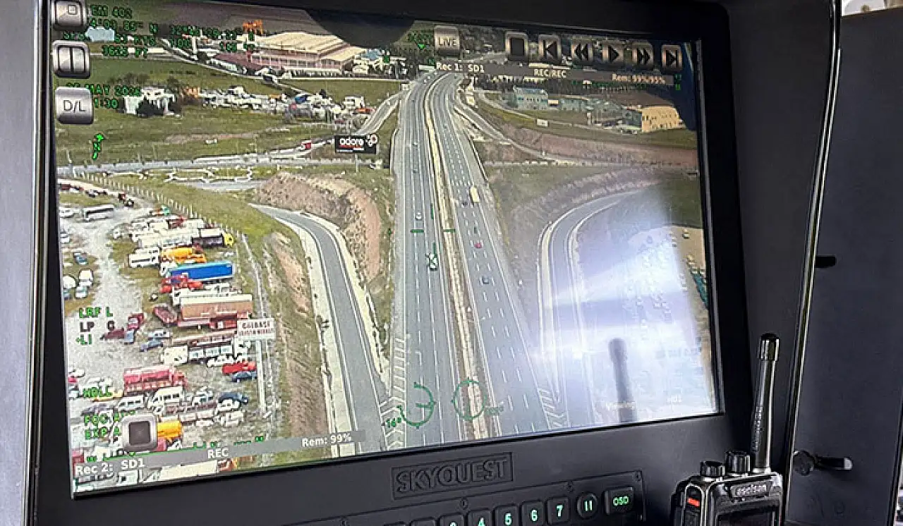 Ankara-Konya yolunda trafiğe havadan takip
