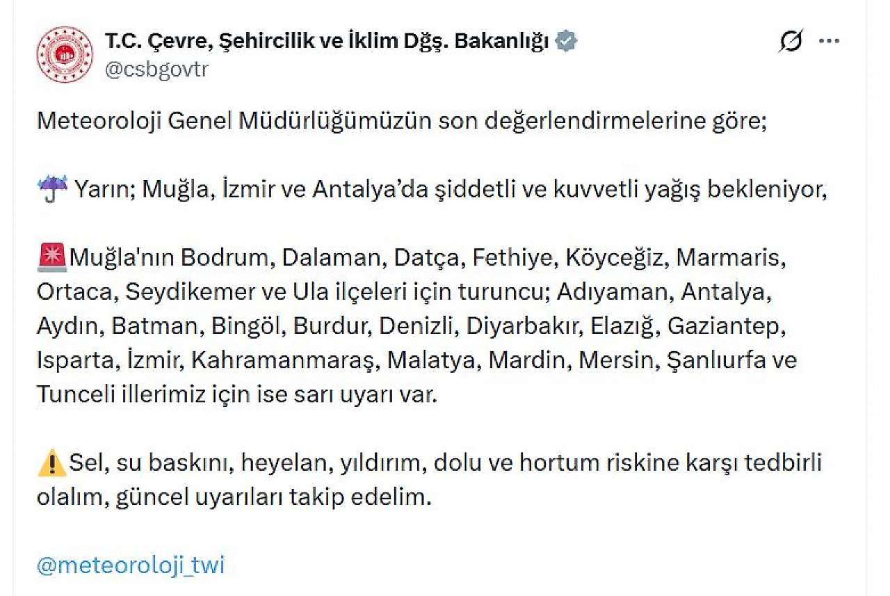 Bakanlık tek tek açıkladı: 18 il için 'sarı kod' uyarısı!