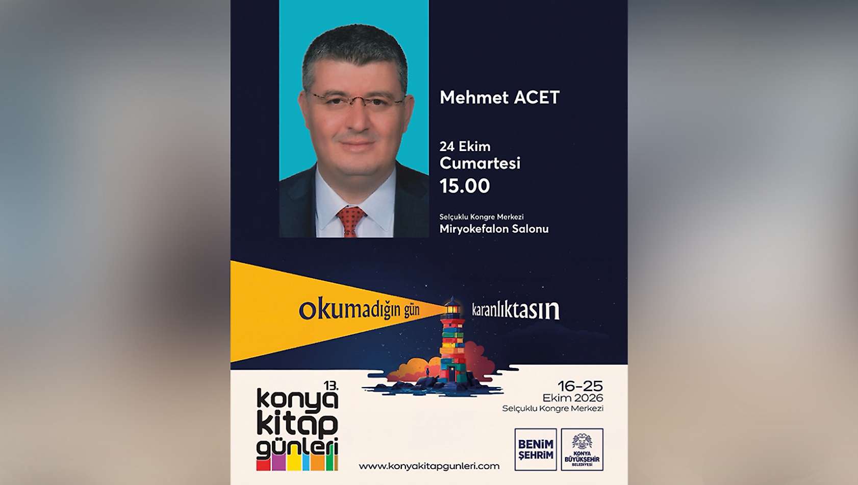 Mehmet Acet, Konya Kitap Günleri'nde okurlarıyla buluşacak