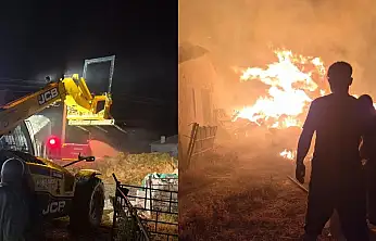 Konya'da 10 ton saman balyası yandı