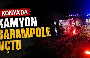 Konya'da feci kaza: Kamyon şarampole yuvarlandı