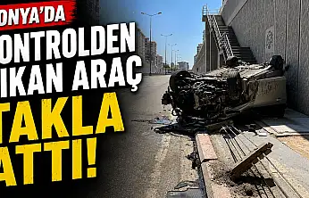 Konya'da feci kaza! Kontrolden çıkan otomobil takla attı