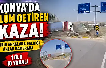 Konya'da ölüm getiren kaza! Tırın araçlara daldığı anlar kamerada