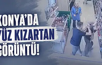 Konya'da yüz kızartan görüntü! Marketteki kadın çalışana çirkin saldırı