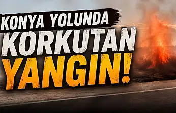 Konya yolunda tarım arazisi alevlere teslim oldu