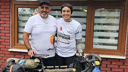 Avustralyalı bisikletçi Beyşehir'de mola verdi