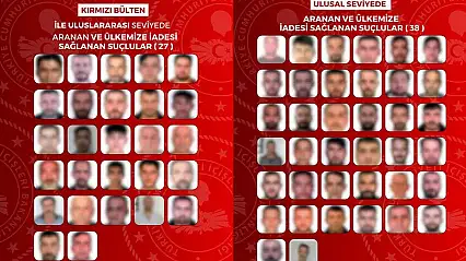 Kırmızı bültenle aranan 65 suçlu Türkiye'ye getirildi