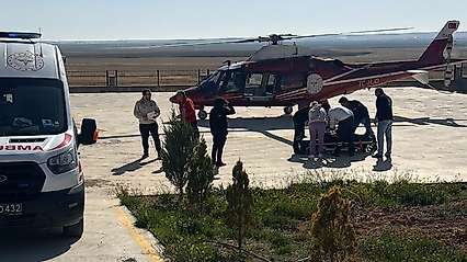 Konya'da hasta kadın için ambulans helikopter havalandı