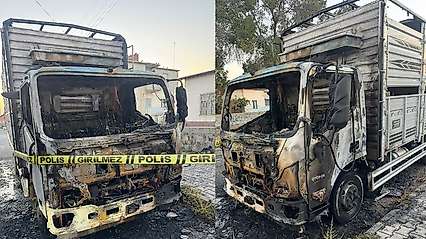 Konya'da kamyonet kundaklandı