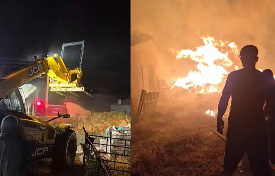 Konya'da 10 ton saman balyası yandı