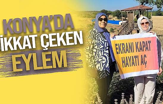 Konya'da dikkat çeken eylem: Lavantaların arasından seslendiler