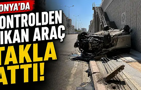 Konya'da feci kaza! Kontrolden çıkan otomobil takla attı