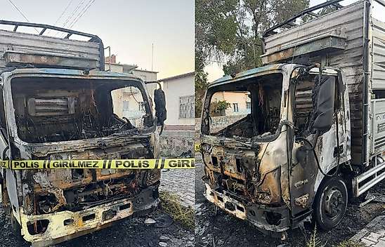 Konya'da kamyonet kundaklandı