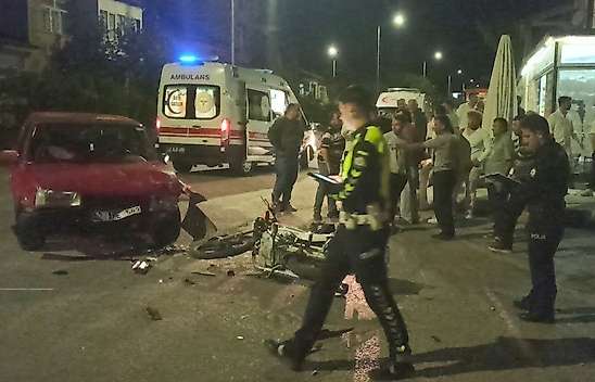 Konya'da otomobil ile motosiklet kazası, yaralılar var
