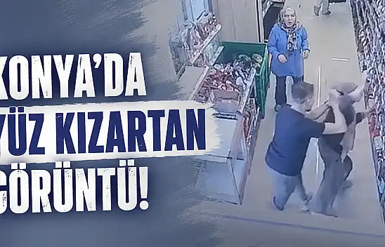Konya'da yüz kızartan görüntü! Marketteki kadın çalışana çirkin saldırı