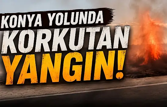 Konya yolunda tarım arazisi alevlere teslim oldu