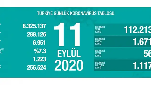 11 Eylül koronavirüs tablosu! Vaka, ölü sayısı ve son durum açıklandı