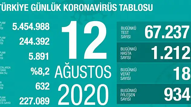 12 Ağustos koronavirüs tablosu! Vaka, ölü sayısı ve son durum açıklandı