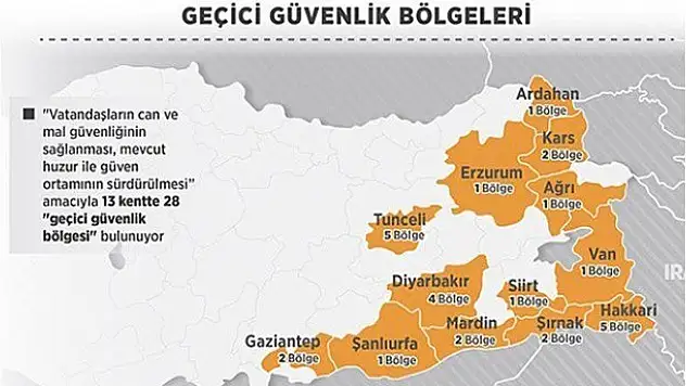 13 ilde 28 özel güvenlik bölgesi