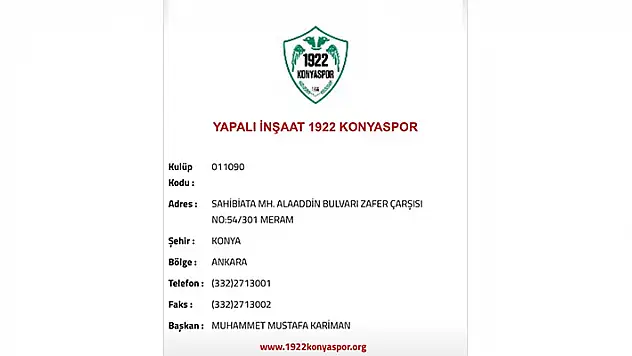 1922 Konyaspor'un isim sponsoru Yapalı İnşaat