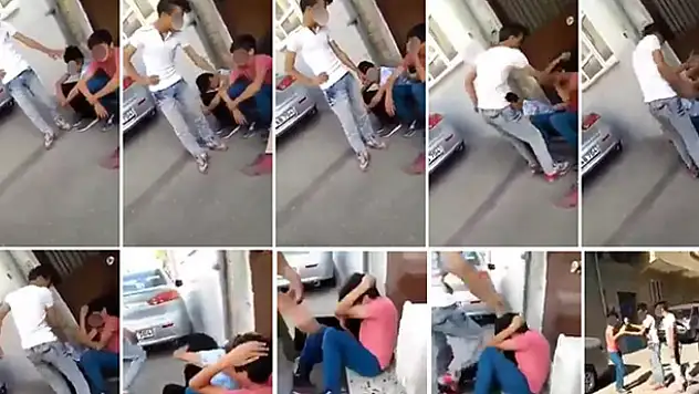 2 çocuğu sokak ortasında tekme tokat dövdü!