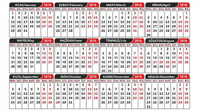 2018 yılında 116 gün tatil var!
