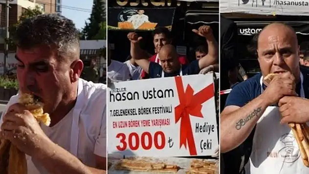 3 Bin Lira Ödülü Kazanabilmek İçin Metrelerce Börek Yediler