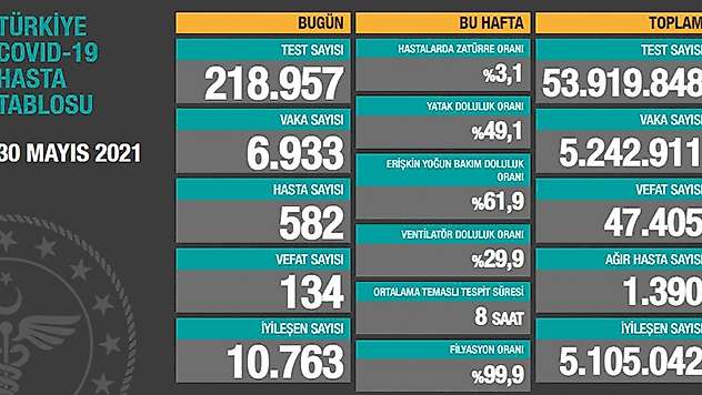 30 Mayıs Türkiye'nin koronavirüs tablosu
