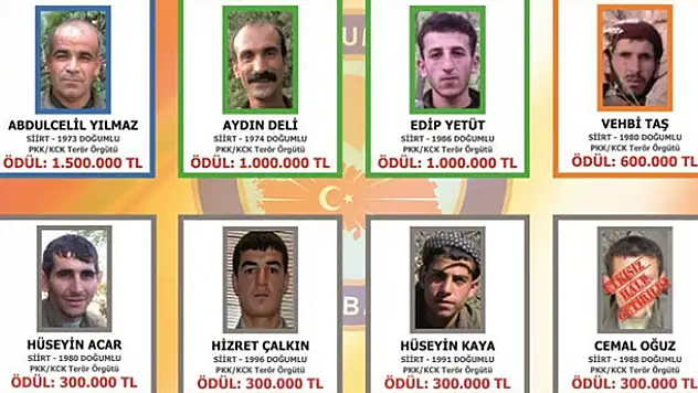 4 milyon lira ödüllü 'terörist listesi'