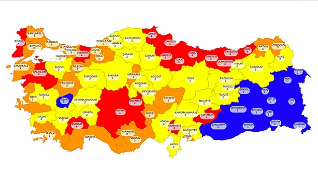 81 ilin koronavirüs risk haritası paylaşıldı