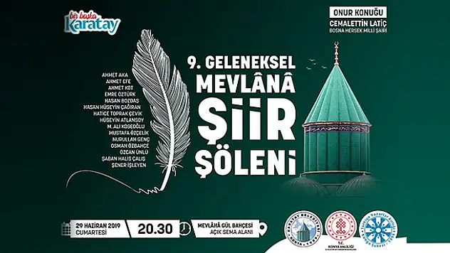 9. Mevlana Şiir Şöleni sanatseverleri buluşturacak