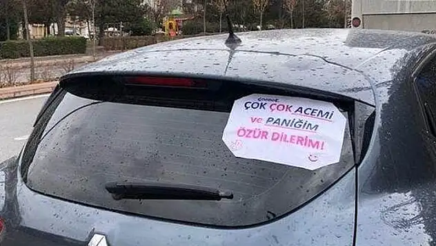 Acemi sürücünün yazısı gülümsetti
