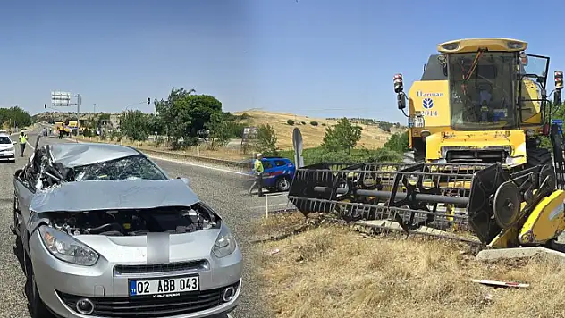 Adıyaman'da biçerdöver ile otomobil çarpıştı: 1'i ağır, 3 yaralı
