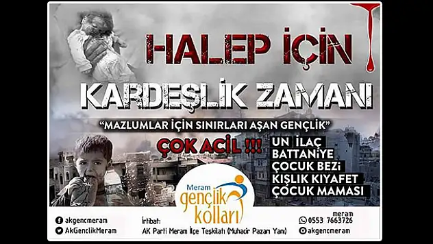 AK Gençlik Meram'dan Halep'e Yardım Eli