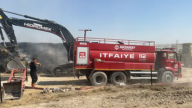 Aksaray'da çıkan saman yangını 10 saat sonra söndürüldü

