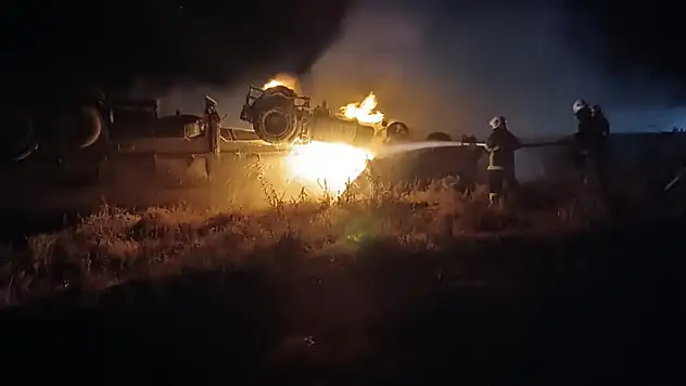 Aksaray'da devrildikten sonra yanan tankerin sürücüsü hayatını kaybetti

