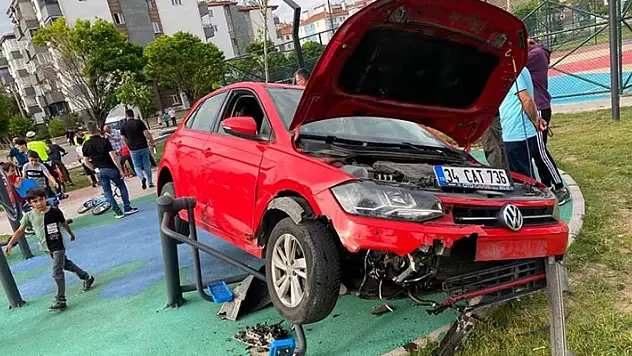 Aksaray'da fren yerine gaza basan sürücü, Millet Bahçesi'ne girdi