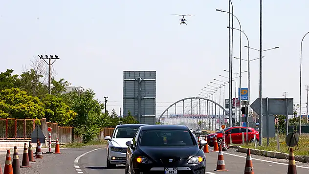 Aksaray'da helikopter destekli trafik denetimi
