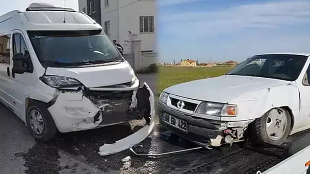 Aksaray'da işçi servis minibüsüyle otomobil çarpıştı: 7 yaralı